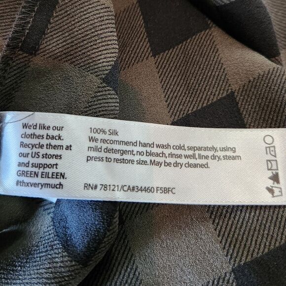 Eileen Fisher Silk Plaid Sleeveless Tunic Size Small - Picture 7 of 7